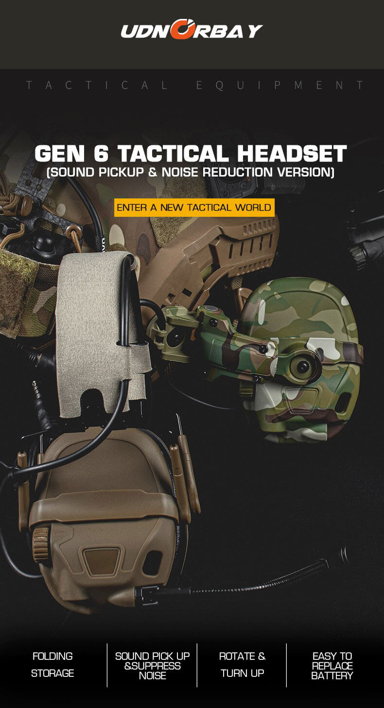 GEN 6 Tactical Headset Sound Pickup&Noise Reduction