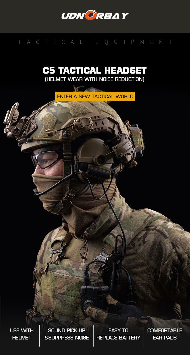 C5 Tactcial Headset (Helmet wear with noise reduction)