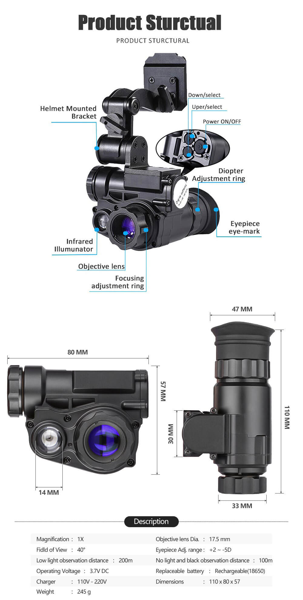 NVG10 FHD Monocular Night Vision Goggle